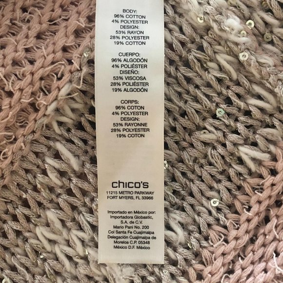 Chico’s NWT Marley Pullover Sweater, Pink Silver Sparkle Stripe Women's 2 (L) - Picture 10 of 13